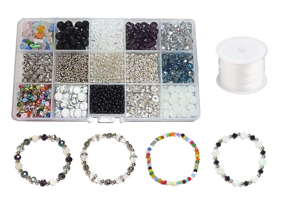 9780 Assorted Loose Beads, Craft, Bracelet DIY Projects, Beading Kit, Mulit